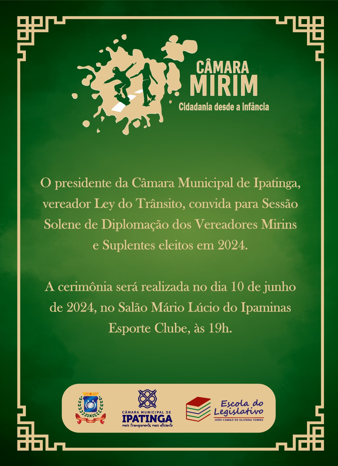Mirins eleitos para a 9ª Legislatura são diplomados nesta segunda