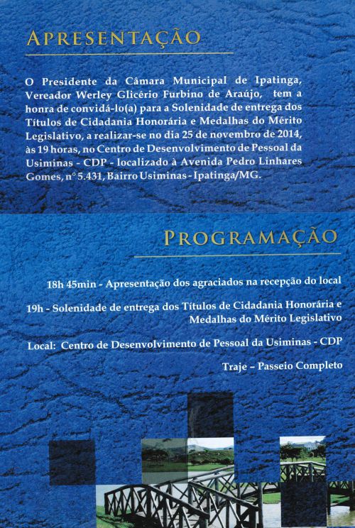 Sessão Solene - Cidadania Honorária e Medalha do Mérito