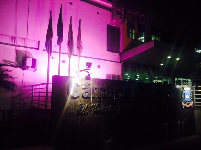 Câmara ganha iluminação especial durante Outubro Rosa